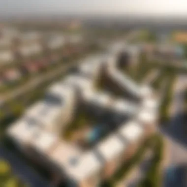 Aerial view of Art 9 Silicon Oasis showcasing its modern architecture and surrounding greenery