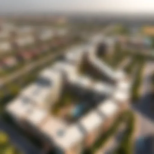 Aerial view of Art 9 Silicon Oasis showcasing its modern architecture and surrounding greenery