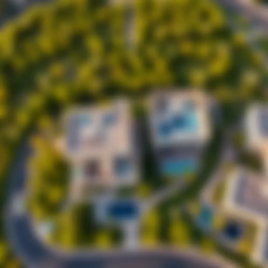 Aerial view of Barari Views showcasing luxury villas surrounded by greenery