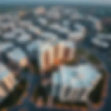 Aerial perspective of the برج منازل 2 complex in Dubai