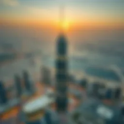 Aerial view of World Trade Center Dubai showcasing its modern architecture