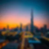 Stunning skyline of Dubai at sunset during Eid celebrations