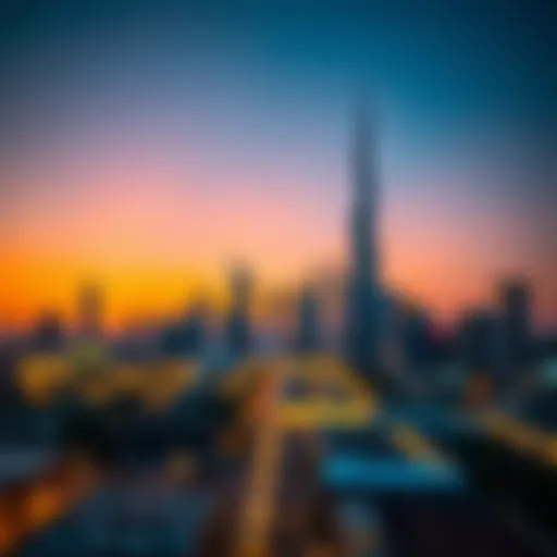 Stunning skyline of Dubai at sunset during Eid celebrations