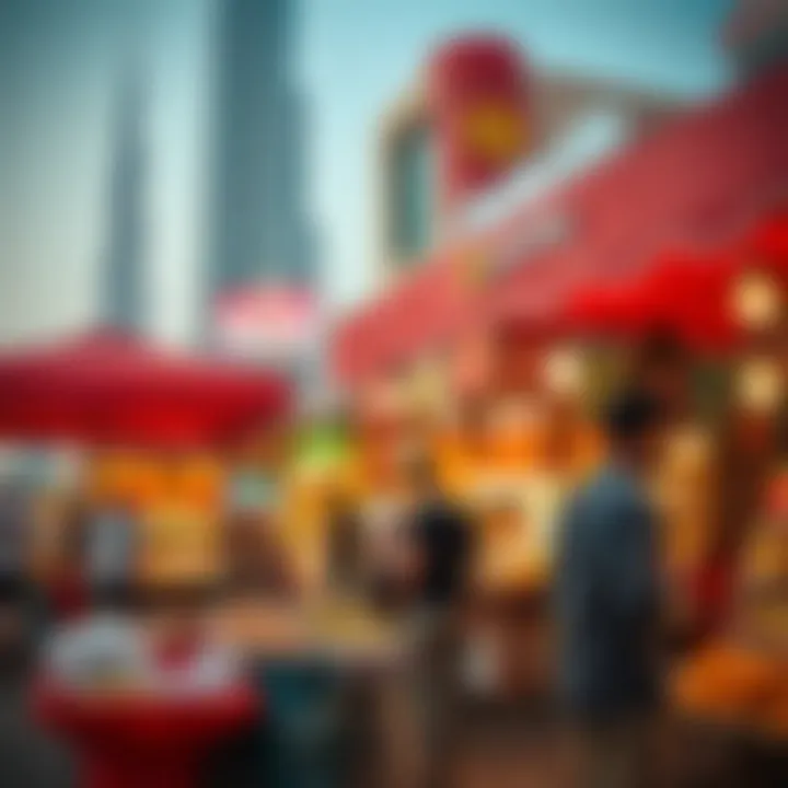 Vibrant market scene near Burj Khalifa