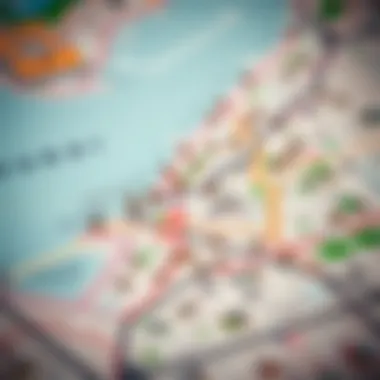 A strategic map indicating various neighborhoods in Dubai known for budget homes