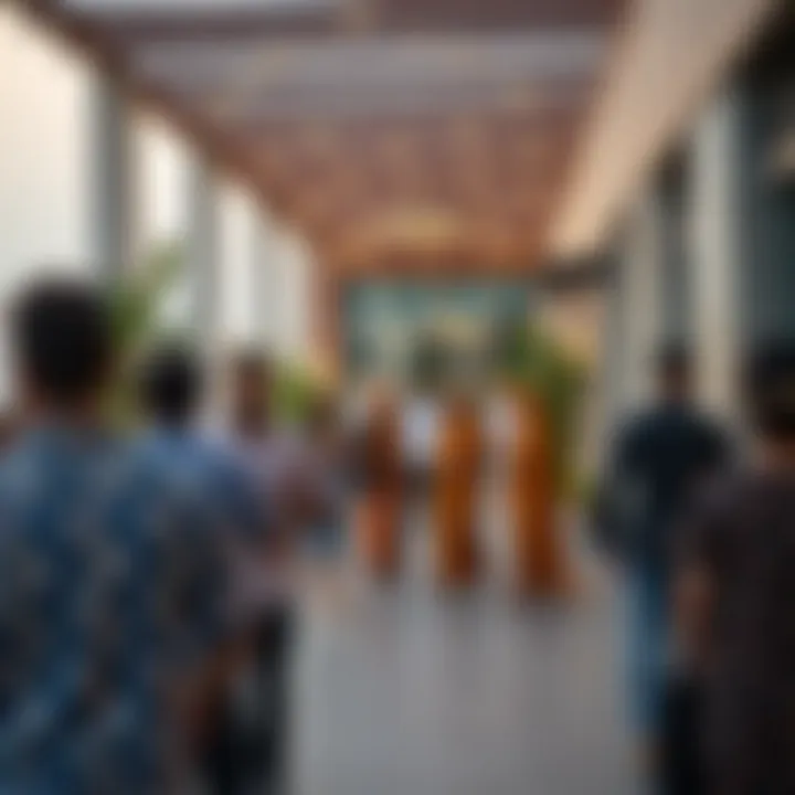 Community Life at Al Khail Gate A vibrant community life scene in Al Khail Gate emphasizing social interactions.