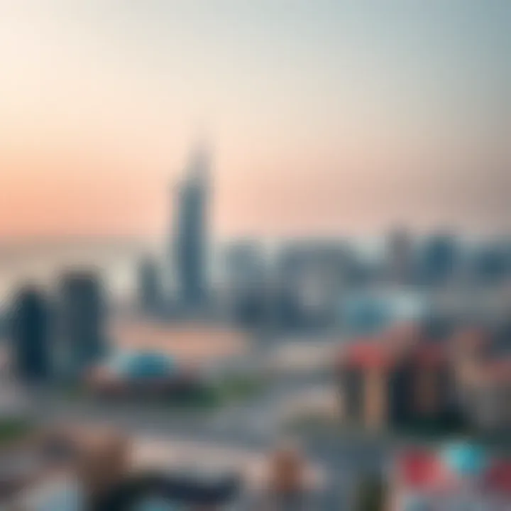 Panoramic view of Dubai skyline with Al Wadi Building as a centerpiece