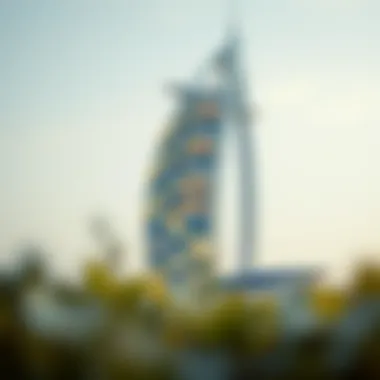 The intricate design of the Burj Al Arab highlighting its unique sail-like structure.