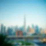 A panoramic view of Dubai's skyline showcasing the Burj Khalifa and surrounding structures.