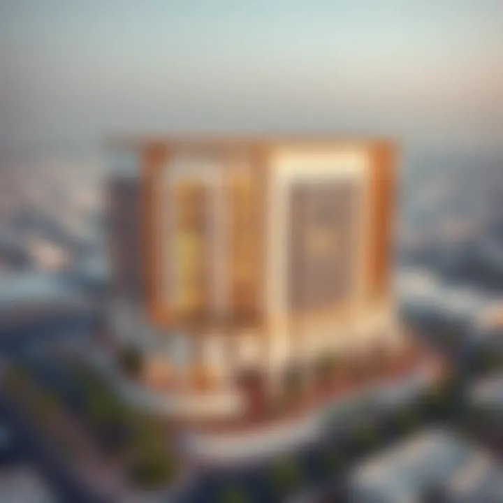 Aerial view of Al Quoz showcasing Curve Building