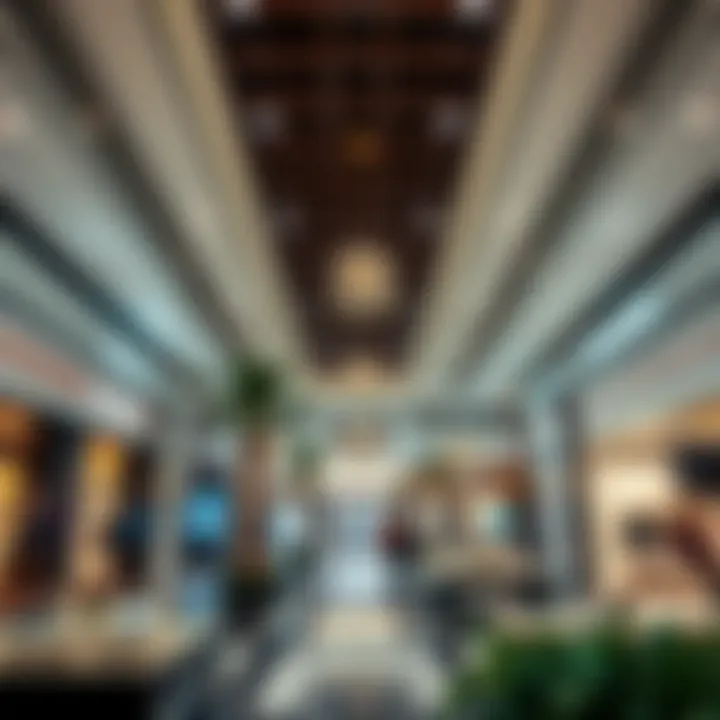 Interior shopping experience highlighting luxury brands