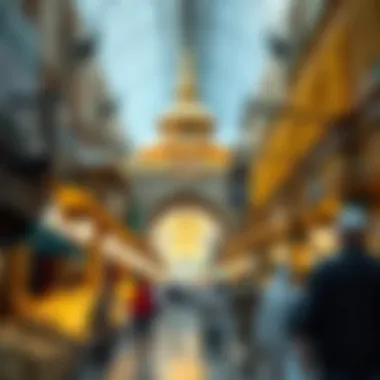 The vibrant atmosphere of Dubai's Gold Souk marketplace