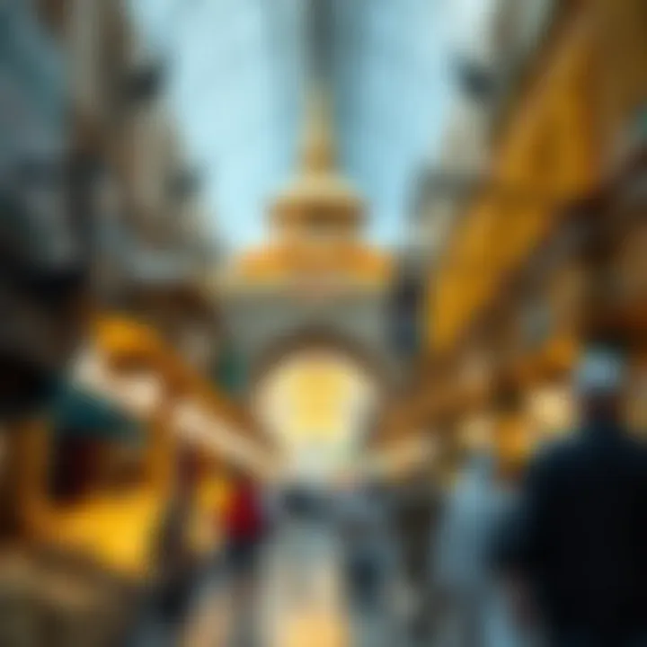The vibrant atmosphere of Dubai's Gold Souk marketplace