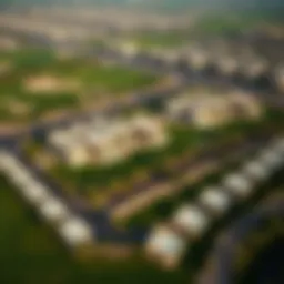 Aerial view of a luxurious golf residence community in Dubai