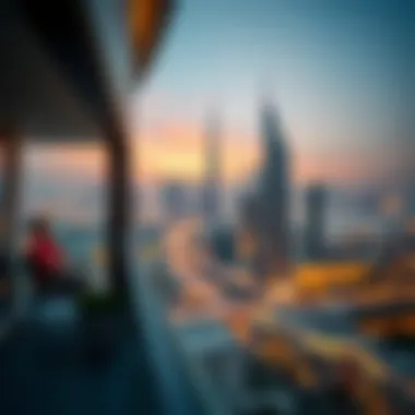Stunning skyline view from a hotel apartment balcony