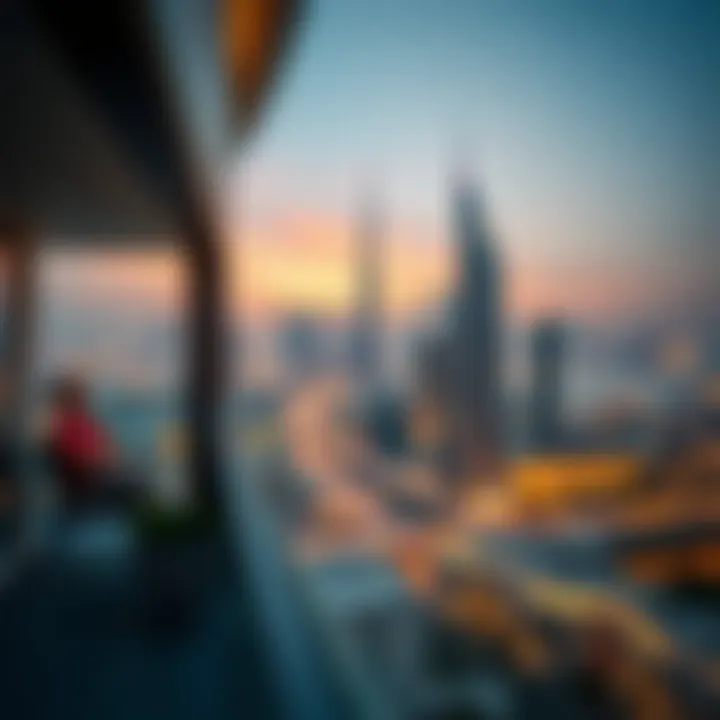 Stunning skyline view from a hotel apartment balcony