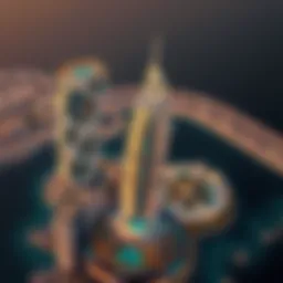 Aerial view of Palm Tower Dubai showcasing its architectural brilliance