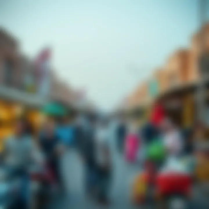 A bustling marketplace in Ras Al Khor reflecting vibrant commercial activity.