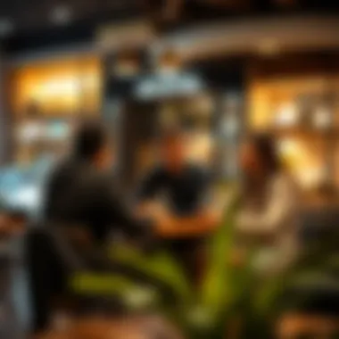 Entrepreneurs discussing retail strategies in a Bur Dubai café