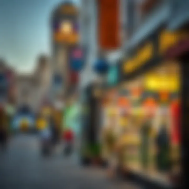 Vibrant retail street in Bur Dubai showcasing various shops