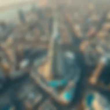Aerial Perspective of برج الغيث Aerial view of برج الغيث in the context of Dubai's urban landscape