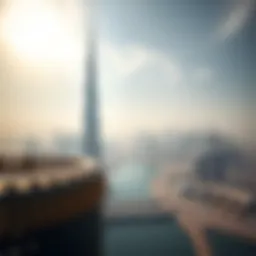 Stunning view of برج الغيث against the Dubai skyline