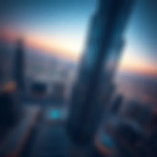 Aerial view of Burj Khalifa showcasing its towering structure against the skyline