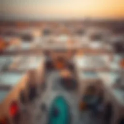 Aerial view of Souk Al Marfa showcasing its unique architecture