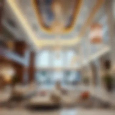 Luxurious interior design of the hotel lobby
