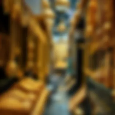 Glistening gold jewelry displayed in the Gold Souk