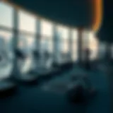 A luxurious gym facility overlooking the marina