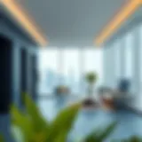 A modern indigo office space showcasing innovative architecture