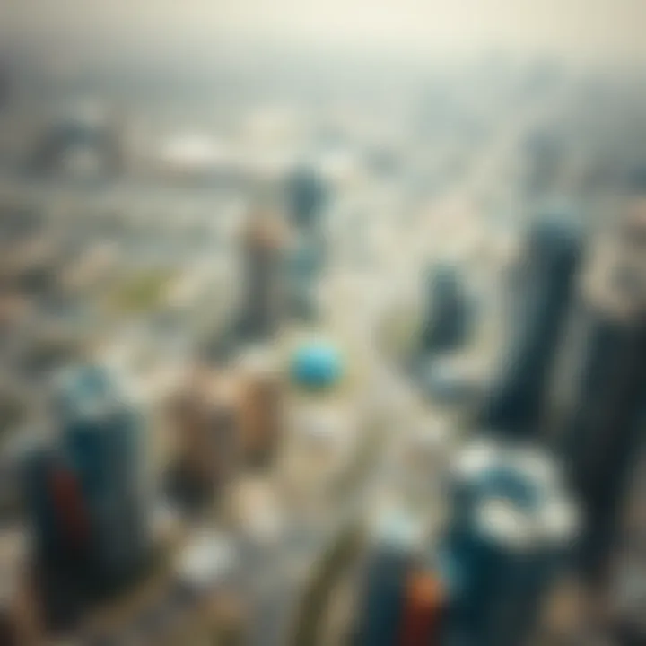 Aerial view of the surrounding developments near مول الامارات