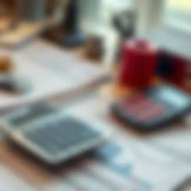 Financial Planning Essentials Calculator and financial statements on a desk