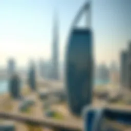 A panoramic view of Dubai skyline showcasing modern architecture and vibrant city life.