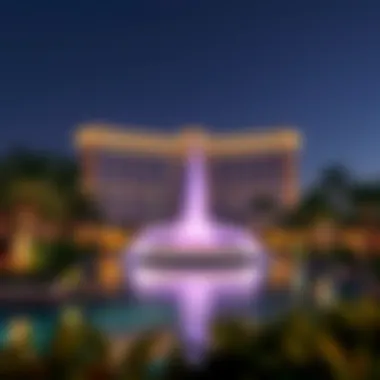 Spectacular view of the Palm Fountain illuminated at night