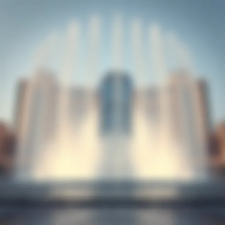 Close-up of the Palm Fountain's water jets in motion