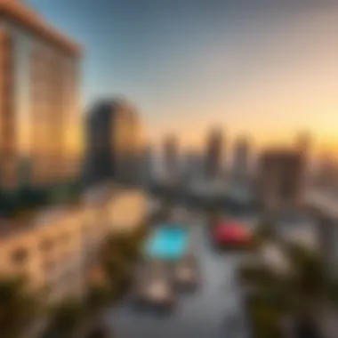 Panoramic view of Society House Dubai's vibrant surroundings