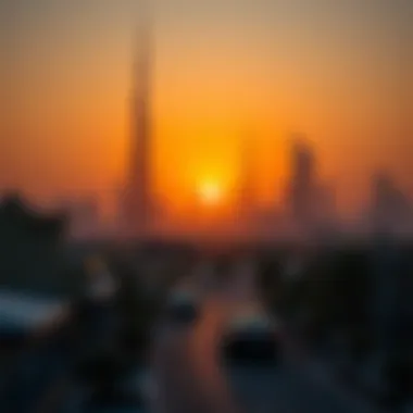 Winter Sunset in Dubai Sunset over Dubai's skyline during winter season