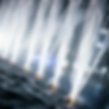 Close-up of the water jets during a performance