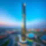 Aerial view of the Viridis Tower showcasing its unique architecture