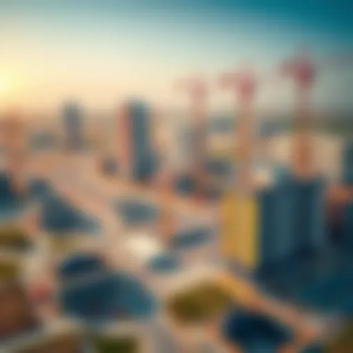 Aerial view of a modern construction site in Dubai
